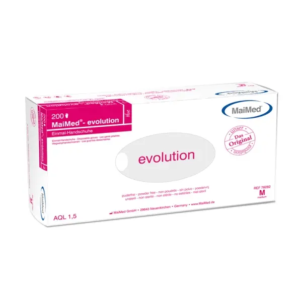 MaiMed evolution blue Einmalhandschuhe puderfrei, unsteril, blau, Gr. M 1 Box = 200 Stück