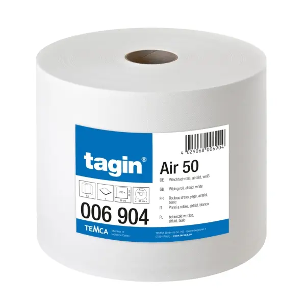 tagin® AIR 50 Wischtuchrolle 1-lagig, 38 × 27 cm, hochweiß, perforiert, Rolle a 750 Blatt 1 Pack = 1 Rolle