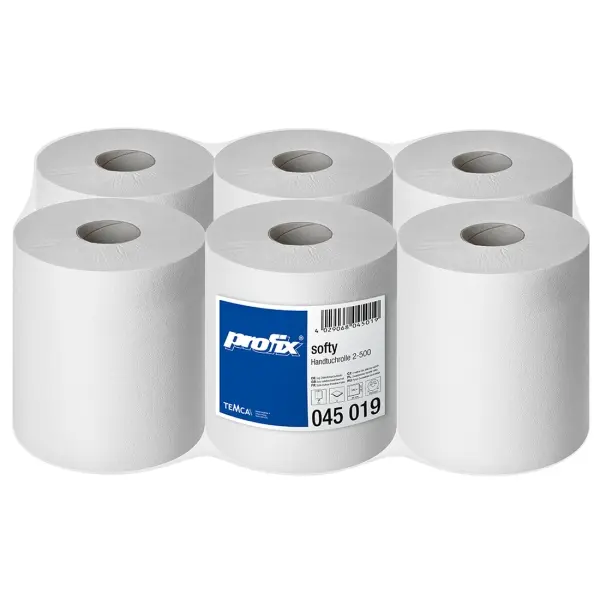 profix® softy Handtuchrollen 2-lagig, 22 x 36 cm, hochweiss, perforiert, Rolla a 500 Blatt 1 Pack = 6 Rollen