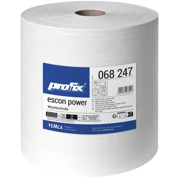 profix® escon power Wischtuchrolle 1-lagig, 36 × 36 cm, hochweiß, Zellstoff-/Textilfaser, perforiert 1 Rolle = 500 Blatt