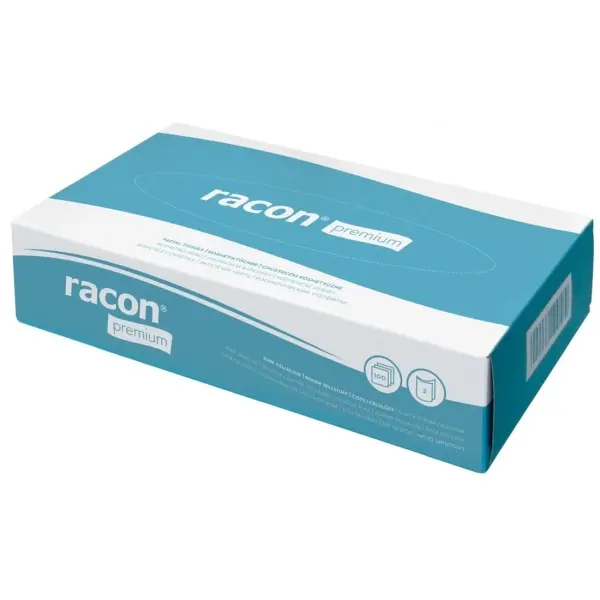 racon® premium Kosmetiktücher 2-lagig, 20,5 x 19,5 cm, hochweiß, 1 Box = 100 Tücher 1 Karton = 40 Boxen