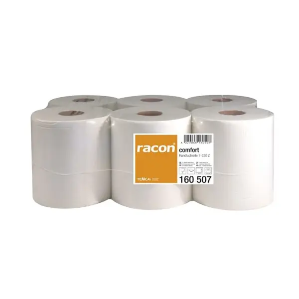 racon comfort Handtuchrollen 1-lagig, weiß, 20 cm x 320 m 1 Pack = 6 Rollen