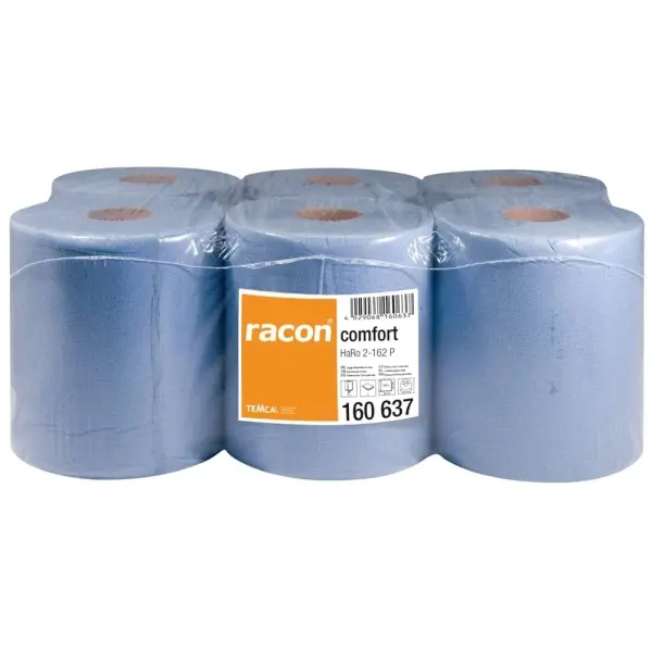 racon® comfort Handtuchrollen 2-162 P 2-lagig, 36 × 20 cm, blau, Rolle a 450 Blatt, perforiert 1 Pack = 6 Rollen