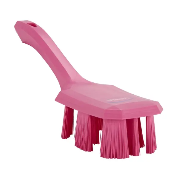 Vikan UST Handbürste mit kurzem Griff 260 mm, harte Borsten pink