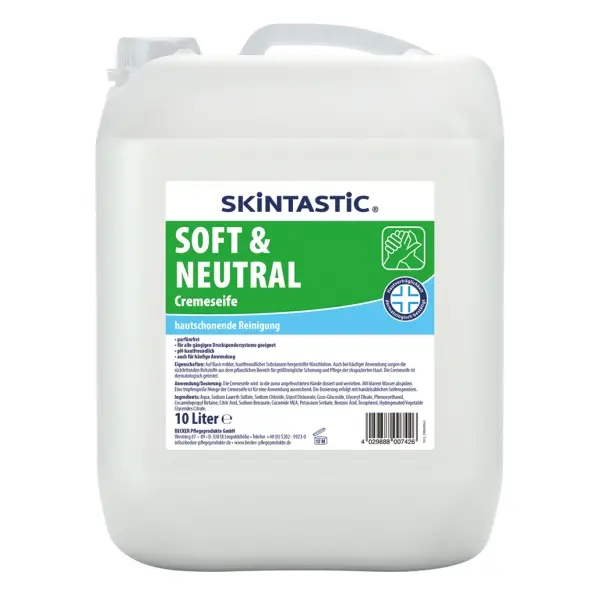 SKINTASTIC® SOFT & NEUTRAL parfümfrei Cremeseife für Druckspender 10 l Kanister