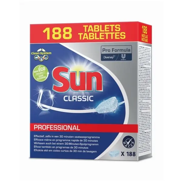 Sun Professional Classic Tabs Geschirrspültabletten für Haushaltsgeschirrspüler 1 Karton = 188 Tabs