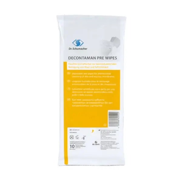 Dr. Schumacher DECONTAMAN PRE WIPES antimikrobielle Reinigungstücher 1 Pack = 10 Tücher