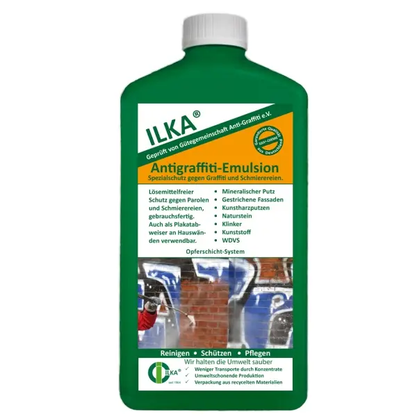 ILKA Antigraffiti-Emulsion Spezialschutz gegen Graffiti und Schmierereien 1 l Flasche