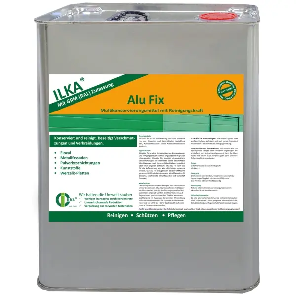 ILKA Alu Fix Multikonservierungsmittel für Eloxal, beschichtete Metallfassaden und Kunststoffoberflächen 30 l Kanister