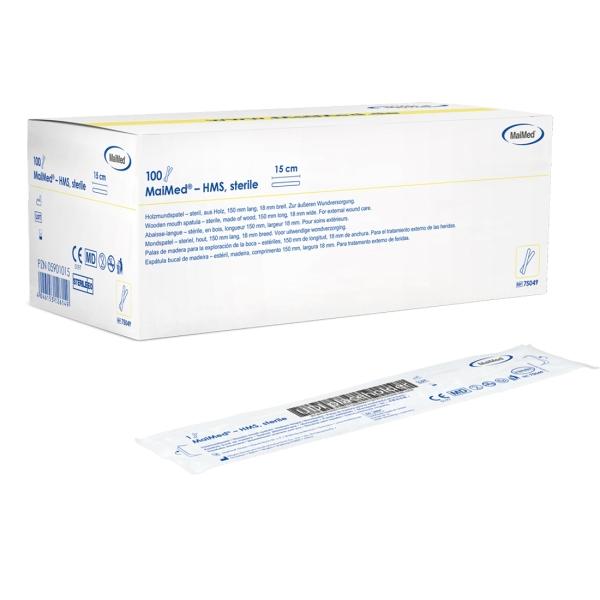 MaiMed Holzmundspatel HMS steril aus Birkenholz 1 Pack = 100 Stück