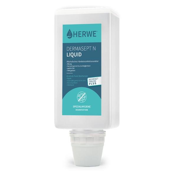 HERWE Dermasept N Liquid alkoholisches Händedesinfektionsmittel 1 Karton = 6 x 1 l Beutelflaschen