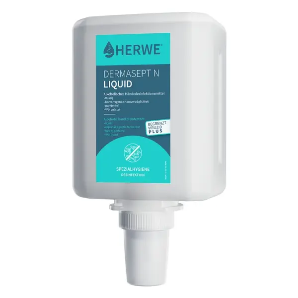 HERWE Dermasept N Liquid alkoholisches Händedesinfektionsmittel 1 Karton = 4 x 1 l Flaschen für VIVA Spender