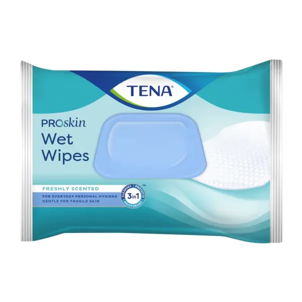 TENA Wet Wipe Feuchttücher 3-in-1 Pflegetücher für die Inkontinenzpflege 1 Pack = 48 Tücher