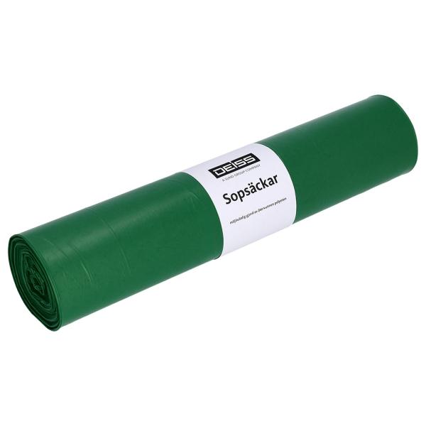 DEISS Abfallsäcke, 120 l, Typ 60, grün, 22012 700 x 1100 mm, LDPE aus Recycling 700 x 1100 mm, LDPE aus Recycling