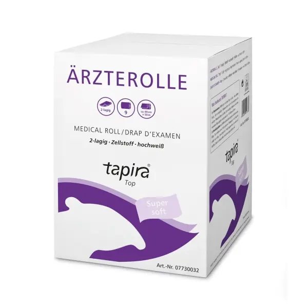 tapira Top Ärzterolle 2-lagig Liegenabdeckung Zellstoff, hochweiß 49 cm x 50 m, 1 Karton = 9 Rollen