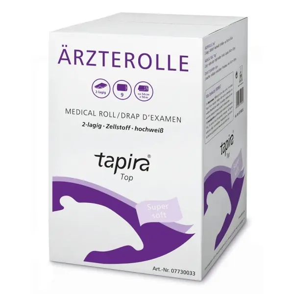 tapira Top Ärzterolle 2-lagig Liegenabdeckung Zellstoff, hochweiß 54 cm x 50 m, 1 Karton = 9 Rollen