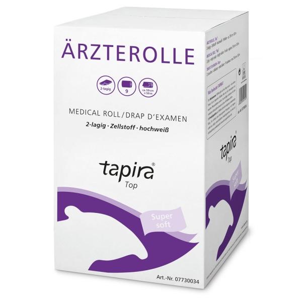 tapira Top Ärzterolle 2-lagig Liegenabdeckung Zellstoff, hochweiß 59 cm x 50 m, 1 Karton = 9 Rollen