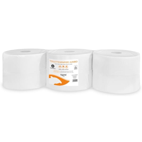 tapira Plus Toilettenpapier Jumbo 2-lagig, hochweiß, Recycling, Rolle a 360 m 1 Pack = 6 Rollen