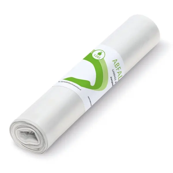 tapira Abfallsack PUR 120 l, 29 my, transparent 700 x 1100 mm, LDPE 1 Rolle = 25 Stück