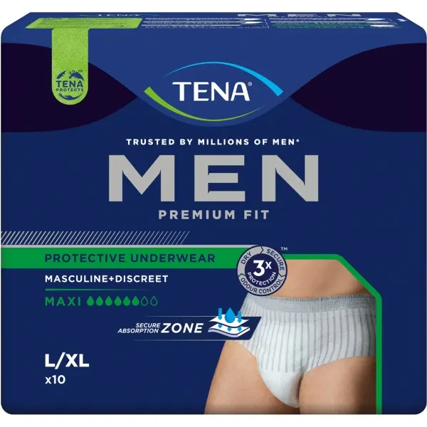 TENA Men Premium Fit Pants Maxi Gr. L/XL Einweg-Unterhosen für Männer 1 Beutel = 10 Stück
