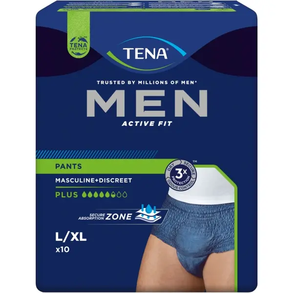 TENA Men Active Fit Pants Plus Gr. L/XL Einweg-Unterwäsche für Männer 1 Beutel = 10 Stück