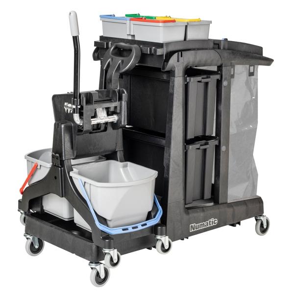 NUMATIC Reinigungswagen EcoMatic EM5B mit Universalpresse MidMop Black