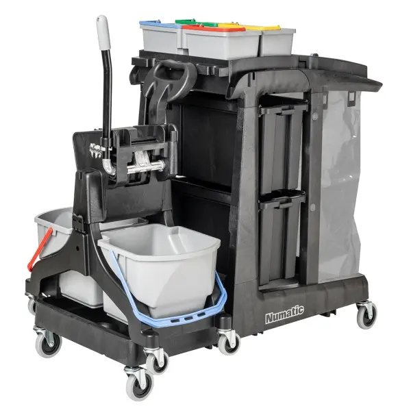 NUMATIC Reinigungswagen EcoMatic EM5B mit Universalpresse MidMop Black 