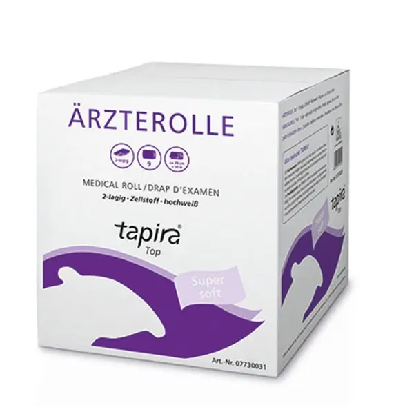 tapira Top Ärzterolle 2-lagig Liegenabdeckung Zellstoff, hochweiß 39 cm x 50 m, 1 Karton = 9 Rollen
