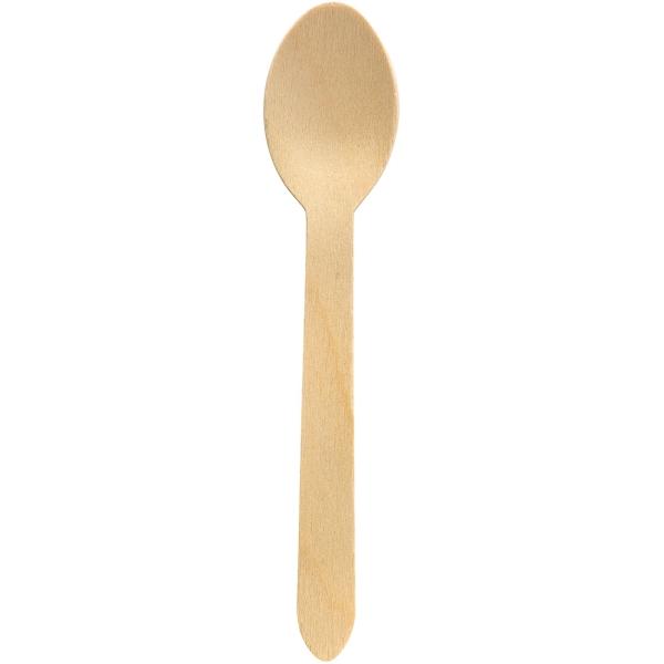 Einweg-Holzbesteck Löffel aus Birkenholz, 16 cm 1 Pack = 100 Stück