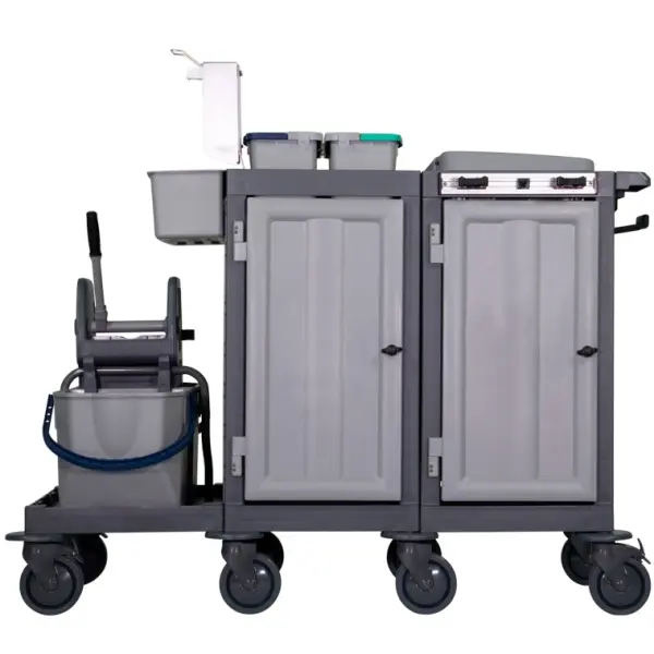 Sprintus VariX-Press Reinigungswagen Entsorgungs- & Versorgungseinheit + Mopp-Pressen-Set grau