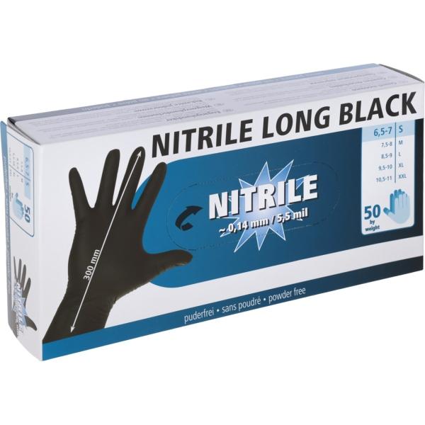 Bild 1 KERBL Nitril Einmalhandschuhe Long Black puderfrei unsteril