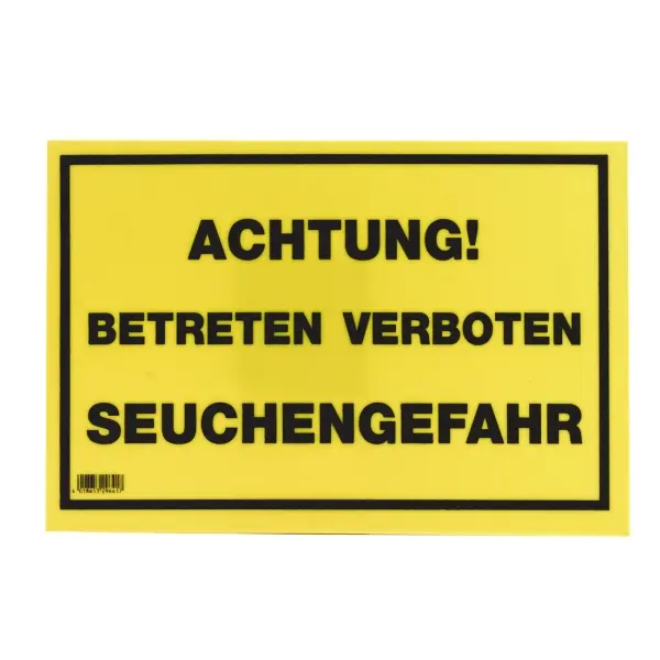 KERBL Warnschild gelb "Achtung! Betreten verboten-Seuchengefahr!"