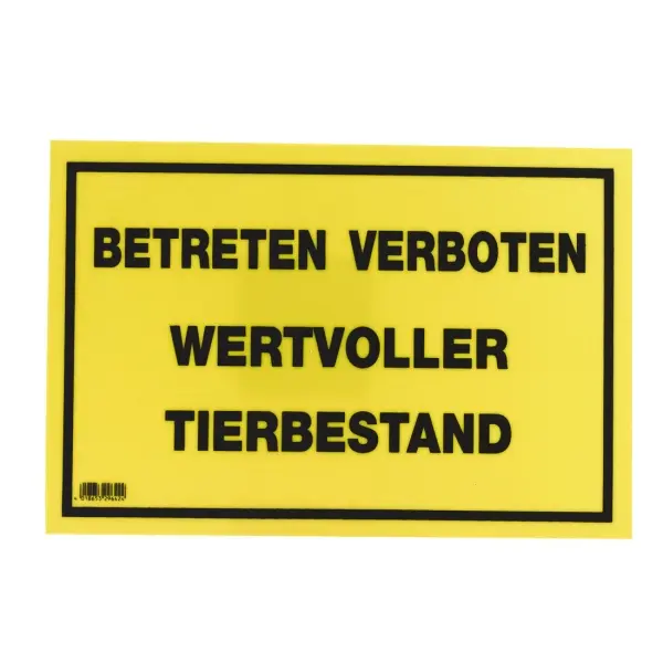 KERBL Warnschild gelb "Betreten Verboten! Wertvoller Tierbestand!"