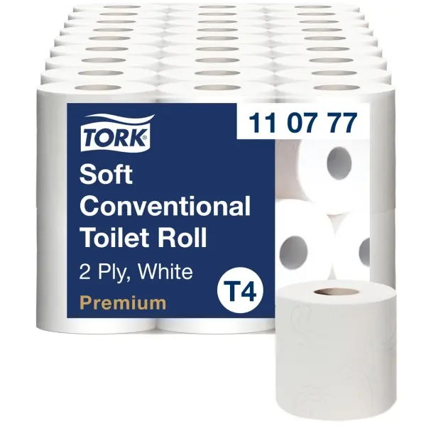 TORK weiches Kleinrollen Toilettenpapier Premium 2-lagig, weiß 1 Pack = 54 Rollen