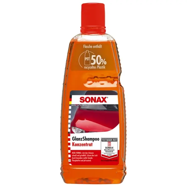 SONAX GlanzShampoo Konzentrat durchdringt und löst den Schmutz 1 l Flasche