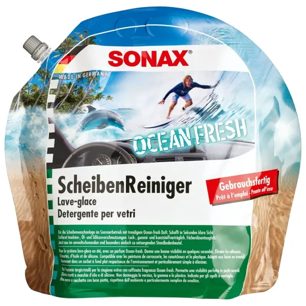 SONAX ScheibenReiniger gebrauchsfertig Ocean-fresh für die Scheiben- und Scheinwerferwaschanlage 3 l Beutel