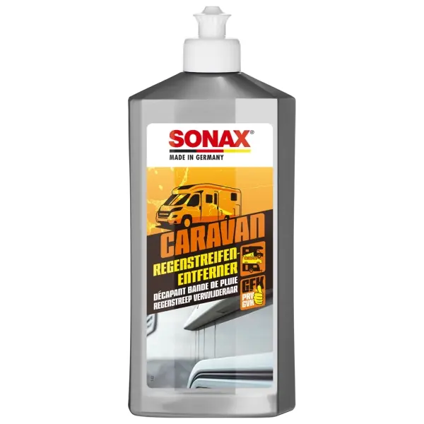 SONAX CARAVAN RegenstreifenEntferner Schleifmittelhaltiger Intensivreiniger, 500 ml Flasche 1 Karton = 6 Flaschen