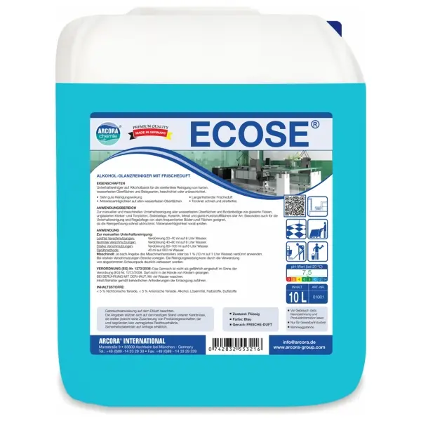 ARCORA ECOSE Alkohol-Glanzreiniger mit Frischeduft 10 l Kanister