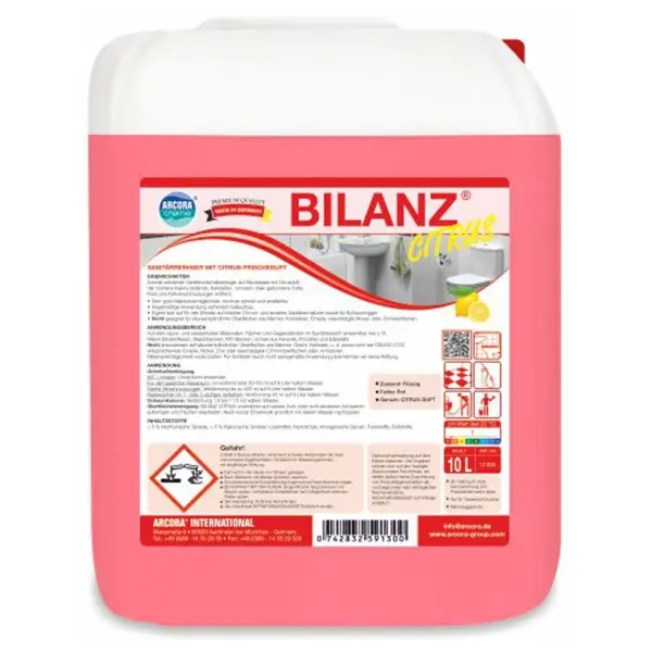 ARCORA Bilanz Citrus Sanitärreiniger mit Citrus-Frischeduft 10 l Kanister