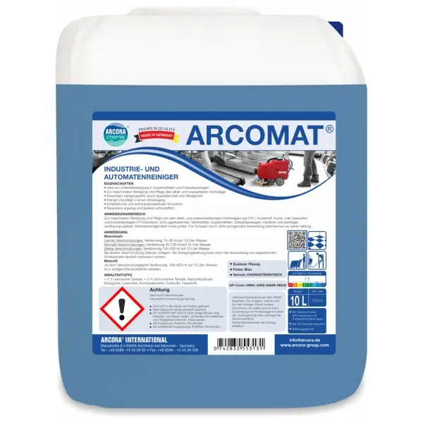 ARCORA Arcomat Industrie- und Automatenreiniger 10 l Kanister