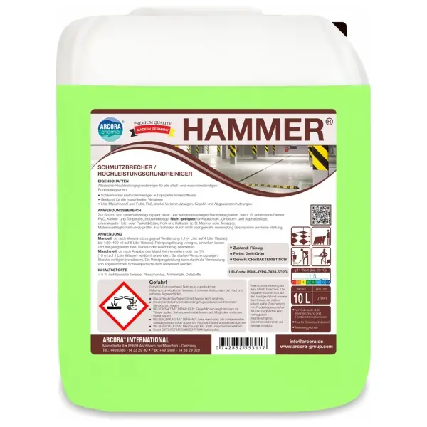 ARCORA HAMMER Schmutzbrecher / Hochleistungsgrundreiniger 10 l Kansier