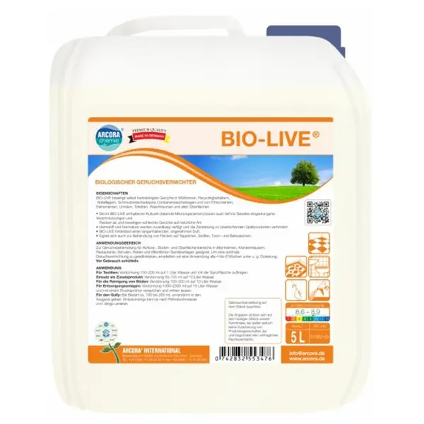 ARCORA BIO-LIVE Biologischer Reiniger und Geruchstilger 5 l Kanister