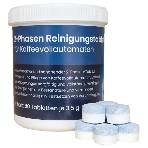 2-Phasen Reinigungstabletten für Kaffeevollautomaten 1 Dose = 80 Tabletten