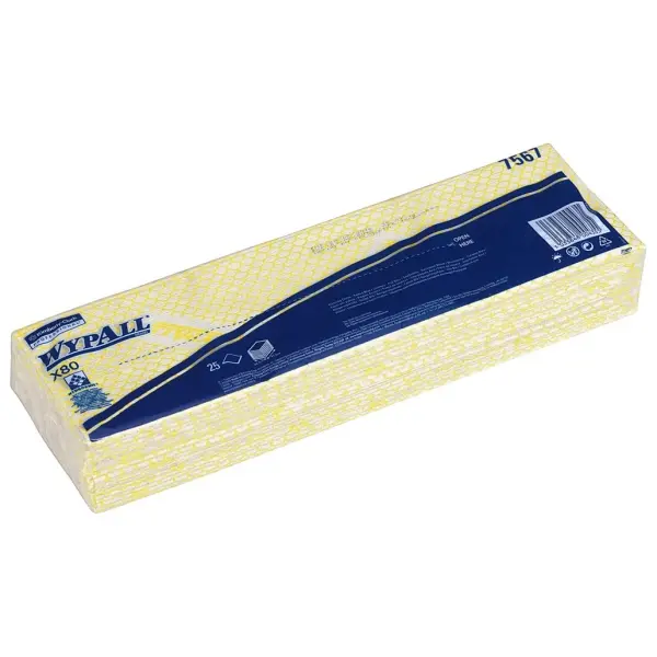 Kimberly-Clark WypAll X80 Farbcodierte Reinigungstücher 1-lagig, 41 x 33,5 cm, gelb 1 Karton = 10 x 25 Tücher