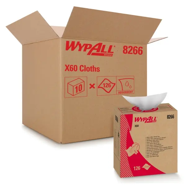 Kimberly-Clark WypAll X60 Reinigungstücher 1-lagig, 42,6 x 21,2 cm, weiß 1 Karton = 10 Boxen
