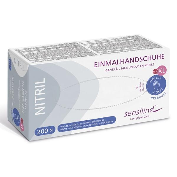 Sensilind Nitril Einmalhandschuhe Premium Gr. XL violett, unsteril, puderfrei 1 Box = 200 Stück