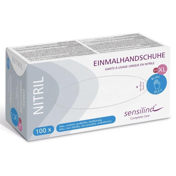 Sensilind Nitril Einmalhandschuhe Gr. XL blau, unsteril, puderfrei 1 Box = 100 Stück