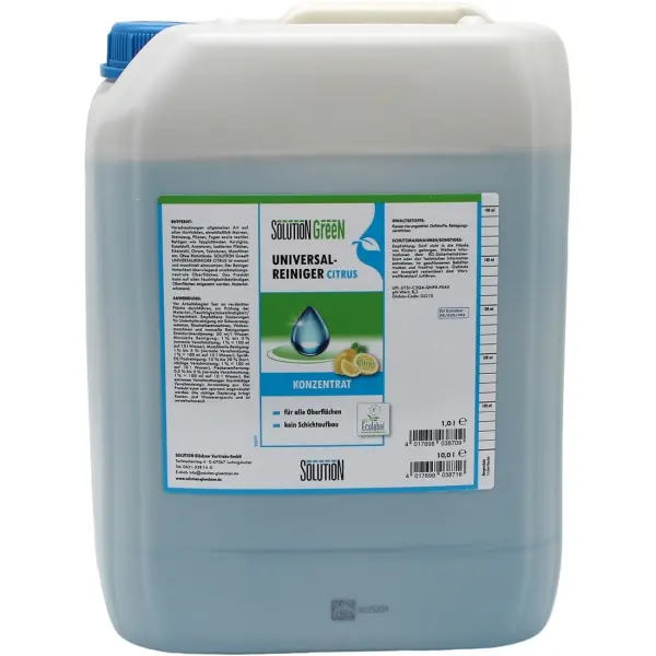 SOLUTION GreeN Univeralreiniger Citrus für alle abwaschbaren Oberflächen 10 l Kanister