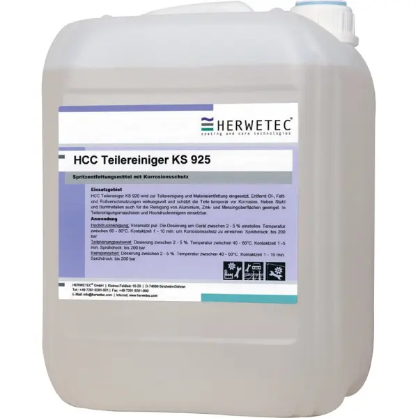 HERWETEC HCC Teilereiniger KS 925 Teilereiniger mit Korrosionsschutz 10 l Kanister