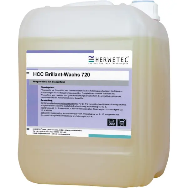 HERWETEC HCC Brillant-Wachs 720 Chemische Trocknungshilfe mit Glanzeffekt 25 l Kanister